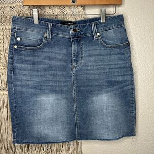 Liverpool Denim Fray Hem Skirt (8/29)